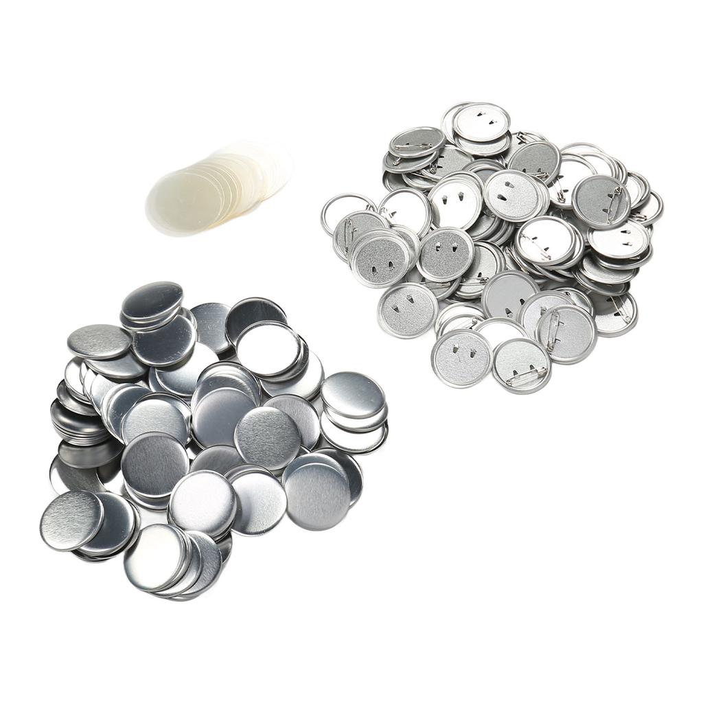 Sada prázdných dílů na odznaky s knoflíkem Kulaté kovové díly na odznaky se zavíracím špendlíkem pro stroj na výrobu odznaků 100