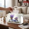 2D Flat 1pc, Tissue Box. Purple Bicycle, Basket Full of Lavender Pattern Napkin Dispenser, Reusable, Daily Desktop Tissue Organizer, Suitable for Kitc