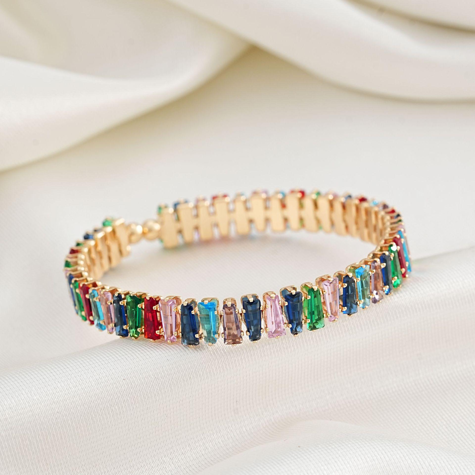 Stylish Openable Zircon Colored Women s Bracelet - European & American Cross-border Design