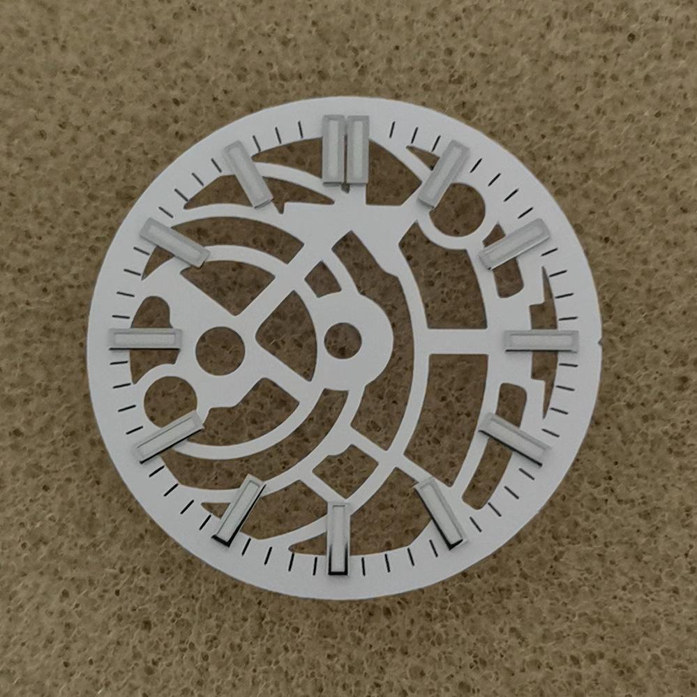 Black White 28.5mm Watch Dial for NH70/NH72 Movement Skeleton Hollow Dial For Diver Watch Accessories Parts luminous accessory