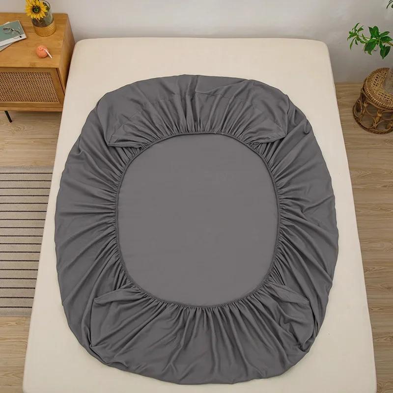 1PC Bed Fitted Sheet Bed Mattress Cover Solid Color Bed Linen Non Slip Mattress Covers Bedsheet Soft and Breathable