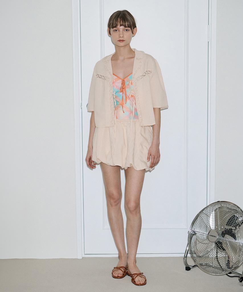Sinun Lace Balloon Mini Skirt (Apricot)