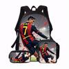 3-Piece CR7 Soccer Star Pattern Backpack Set – Large-Capacity Casual Backpack with Matching Clutch & Tote Bag, Perfect for Daily