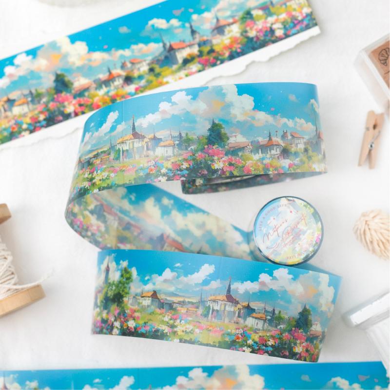 6 Stile 5cm * 200cm/Rolle Reisezeit-Thema Schöne Landschaft PET-Klebeband DIY Handgemachte Materialien Scrapbooking Hintergrunddekoration