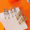 New Asymmetric Skull Skeleton Drop Earrings for Women Girls Vintage White Ghost Dangle Earring Halloween Party Jewelry Accessory