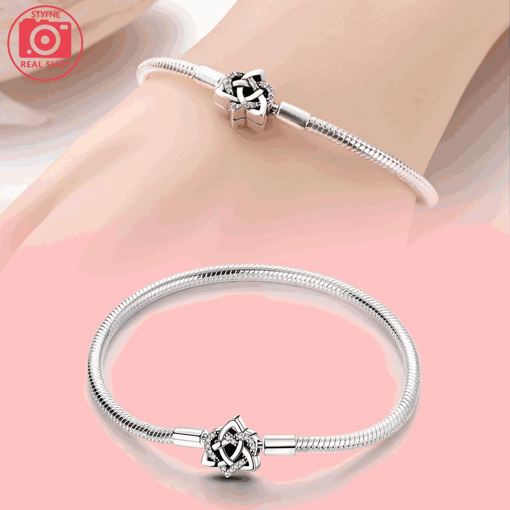 Authentic Bracelets Everlasting Love Heart copper Celtic Snake Chain Bracelets Charm Women Fine Gift Jewellery Accessory