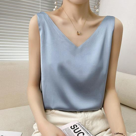 Dames Zomer Satijnen Zijden Camisole: Mouwloze Top, Basislaag van IJszijde, Veelzijdig Ondergoed of Bovenkleding