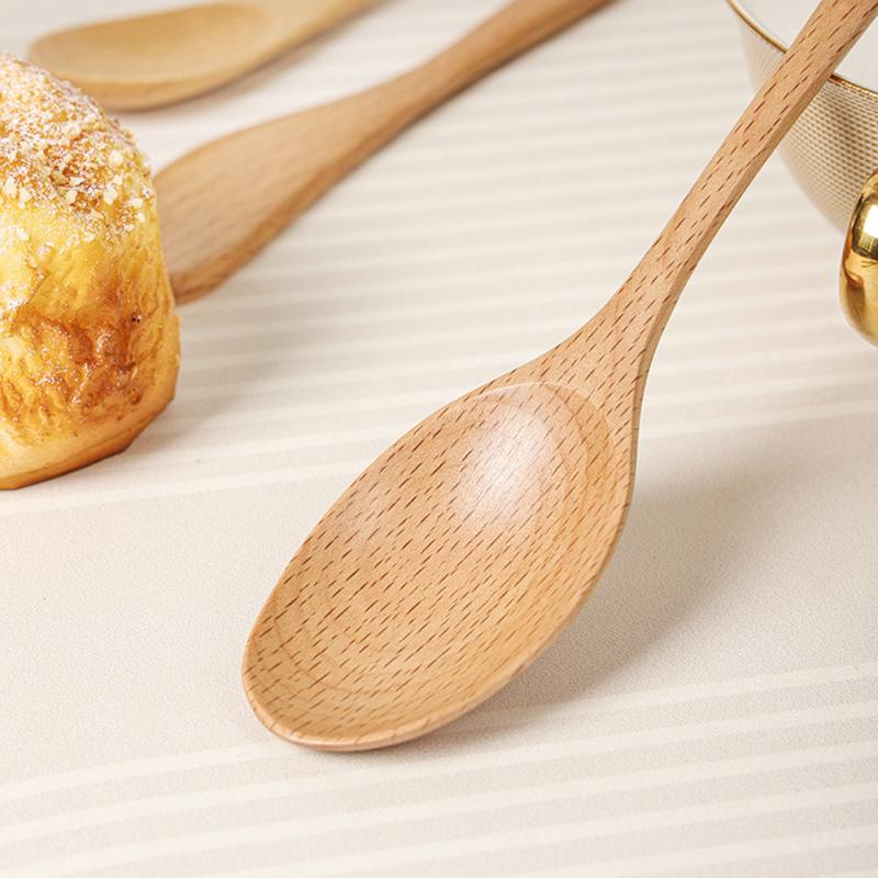 Wiederverwendbares Besteck Messer Gabel Löffel Tragbar Schlichter Rustikaler Stil Buche Holz Geschirr Reise Geschenk