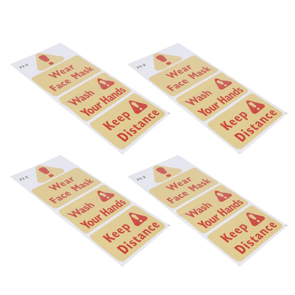 4PCS Warning Signs Wall Sticker Caution Warning Decals DIY Kitchen Shop Window Decor