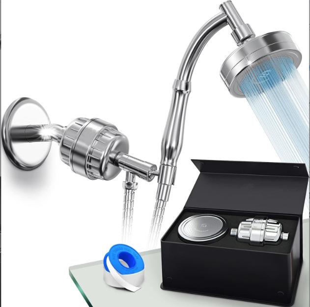 Modern Chrome Filter Round High Pressure Shower Head Accept Customized Box Filter Shower Head