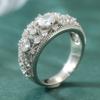 Fashion Dazzle Synthetic Zirconia Silvery Plated Promise Ring for Women Elegant Charm Design Banquet Wedding Jewelry Accessories