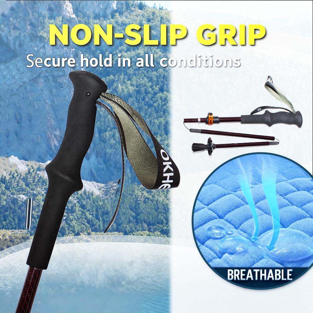 Modern Style Lightweight Carbon Fiber Hiking Poles EVA Handle Foldable Non-Slip Portable Durable Climbing Trekking Stick