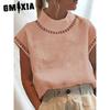 GMXIA Women's Fashion Casual Solid Color Print Short Sleeve Blouses & Shirts
