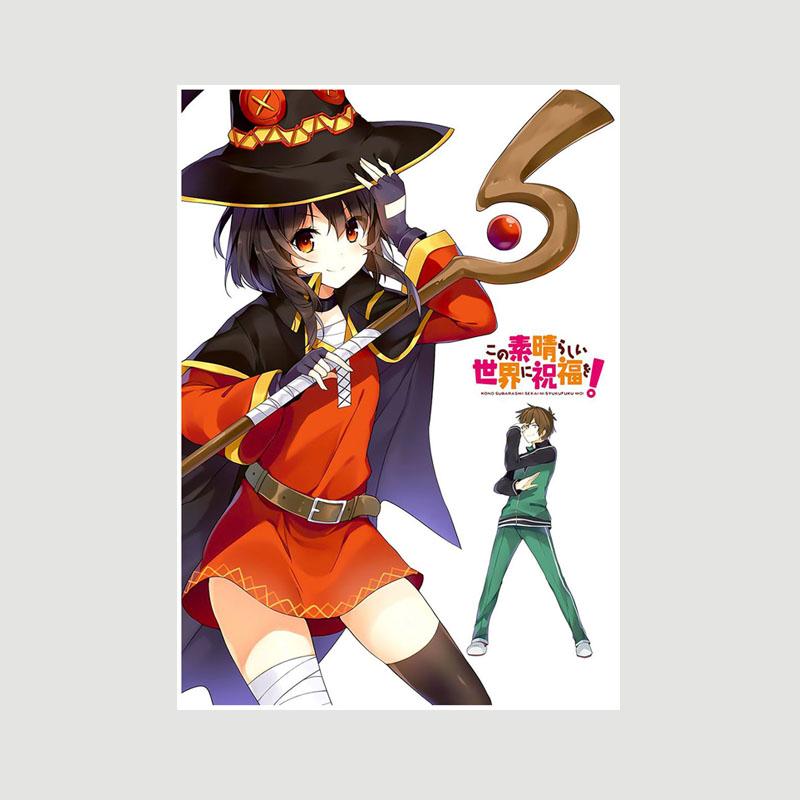Vintage anime KonoSuba Megumin bílý papír plakáty a tisky ložnice bar kavárna dekorace nástěnná malba retro nástěnné umění malba domácí dekorace