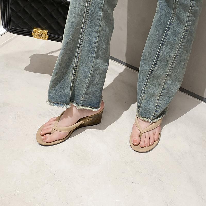 Fashion Summer Fashion Wedges Heel Flip Flop Outdoor Clip Toe Women Gladiator Slippers Ladies Beach Vacation Slides