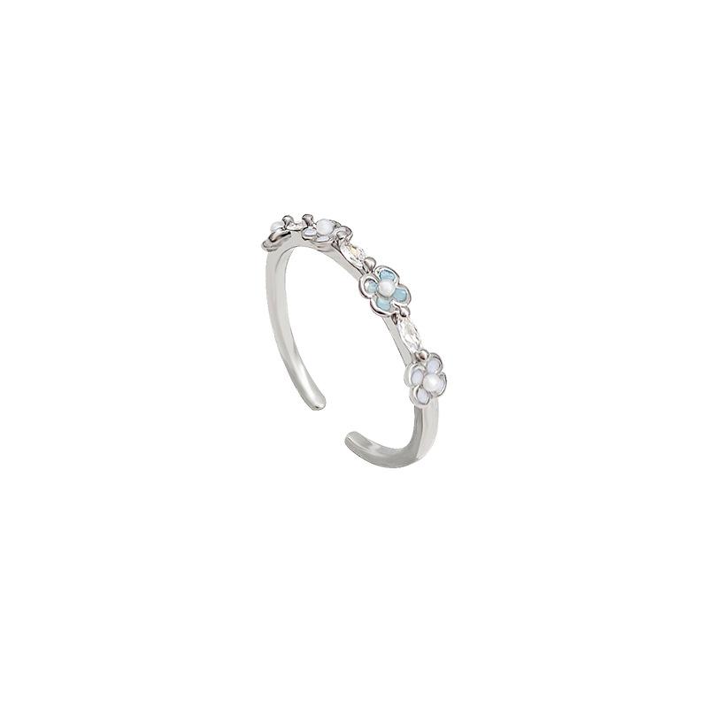 Stylish Silver Zircon Ring for Women - Light Luxury Open Design, Perfect for Index Finger