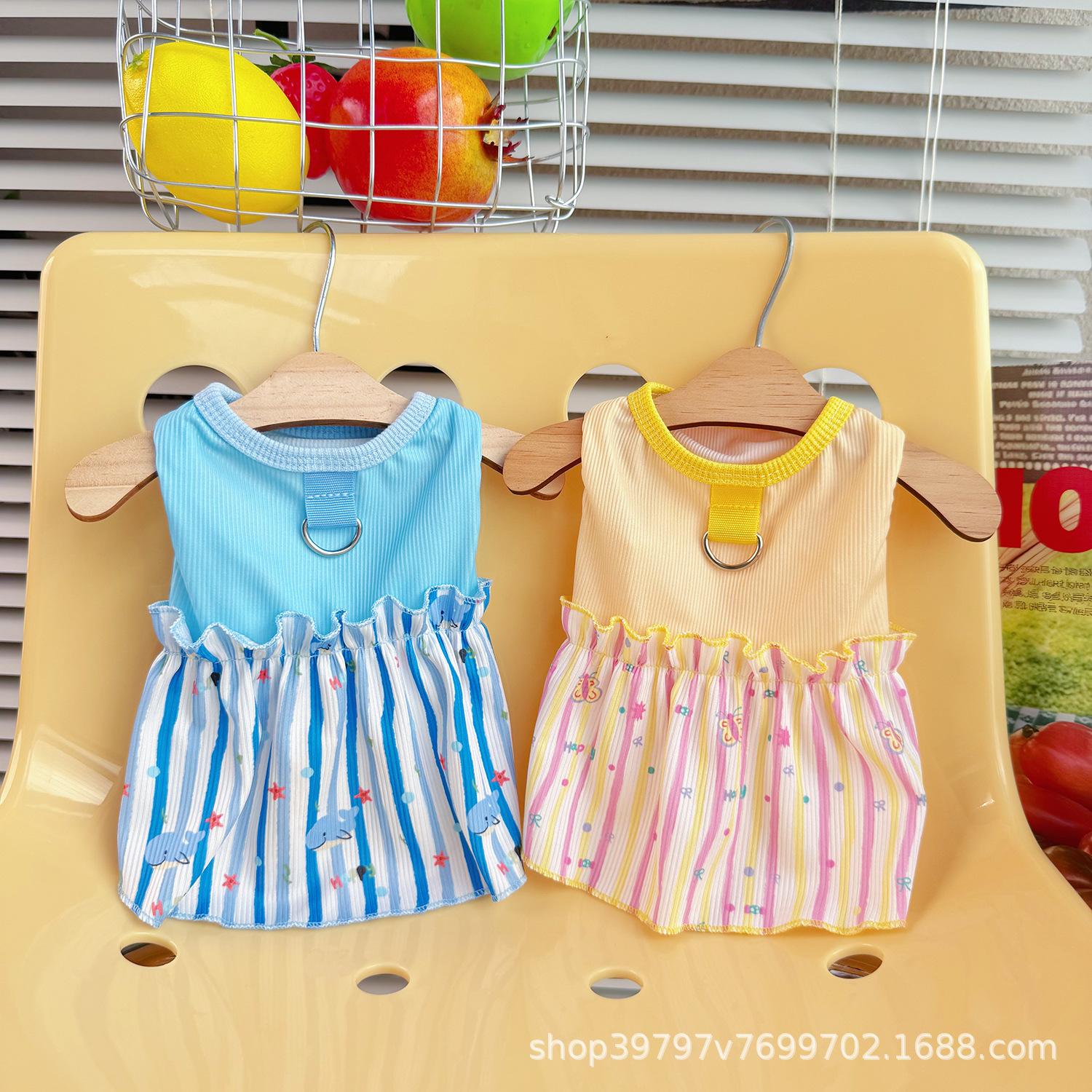 

Ice silk lotus leaf skirt pet dog dog cat clothes splicing summer thin breathable cool clothes sun protection than bear 2XL reference 15-10kg