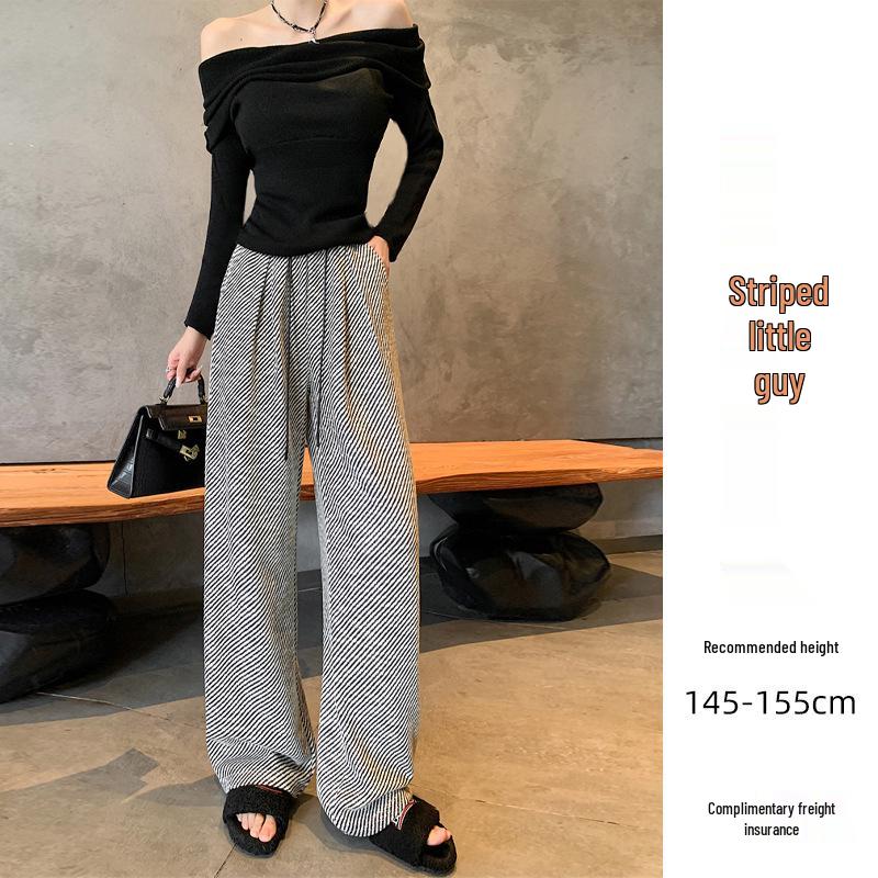 

2025 Spring Women s Black & White Twill High-Waist Elastic Casual Pants - Slimming, Versatile & Fashionable. S (80-95 lbs)