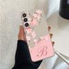 Clear Case For Samsung Galaxy S22 S20 FE S21 Plus S10 Lite S9 S8 S10e Note 20 Ultra 10 9 8 Phone Cover Flower Letter Pink A B C