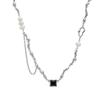 Pearl Black and White Zircon Necklace - Trendy Sweet & Spicy Girl Clavicle Chain - Niche Light Luxury Accessory
