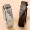 Original Design Black Silver Color Stainless Steel Heart Fingerprint Couple Rings for Women Men Personality Jewelry Friend Gift