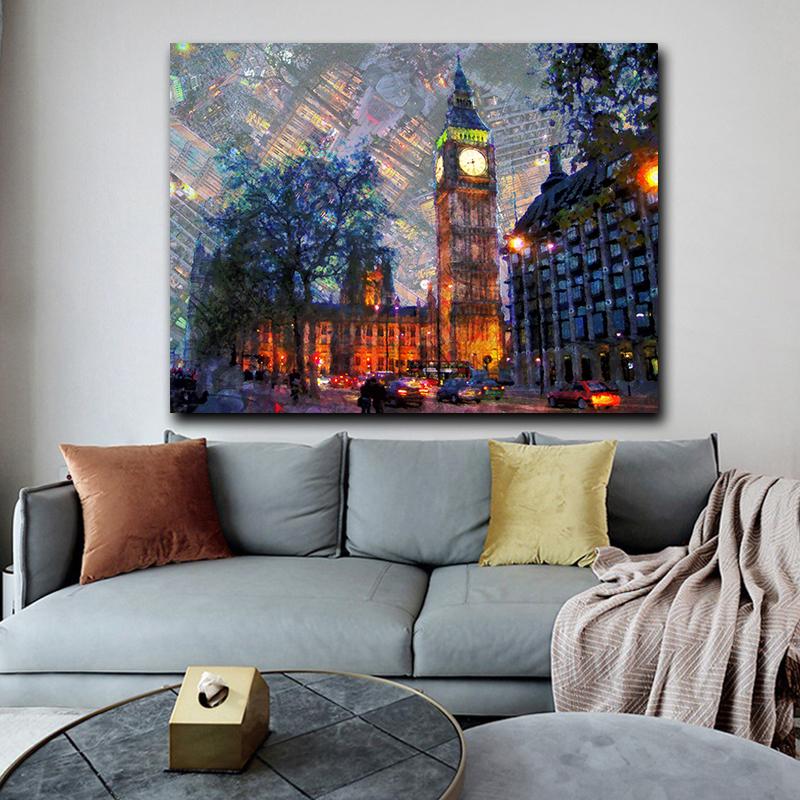 London Night View Canvas Painting Modern Wall Painting London City Scenery Home Decorative Art Picture Paint On Canvas Prints No Frame
