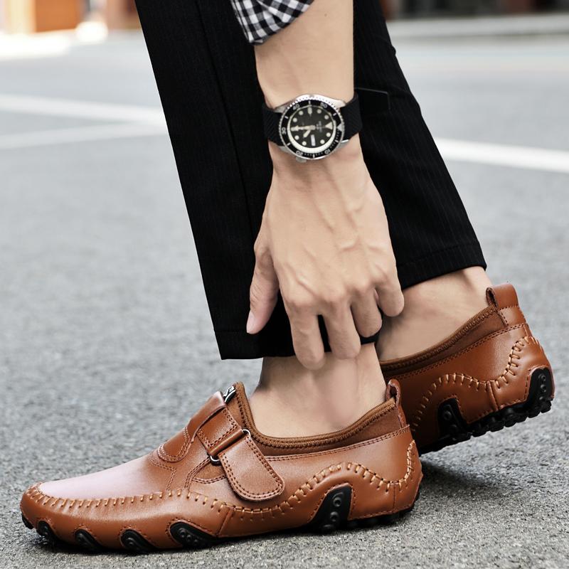 Fashion Handmade Men's Spring Comfortable Soft Bottom Lightweight Bean Shoes Fashionable New Men's Breathable Anti Slip Driving Shoes