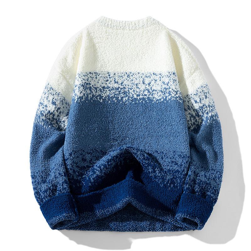 New Gradient Sweater Men's Gradient Round Neck Sweater Round Neck Sweater Men's Jacket Men's Sweater Men's Autumn and Winter