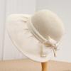 French Elegant Mesh Splicing Pearl Bow Big Eaves Straw Hat Women's Summer Sunscreen Sun Hat Show Face Small Holiday Hat