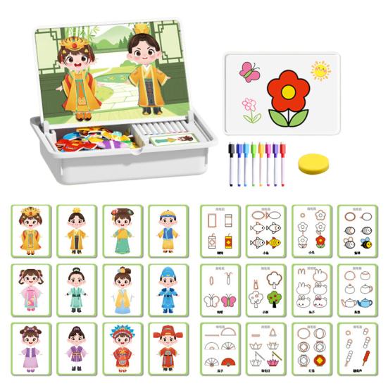 Cartoon Magnetic Puzzle Board Game Dress-up Dinosaur Vehicles Animal Preschool Learning
