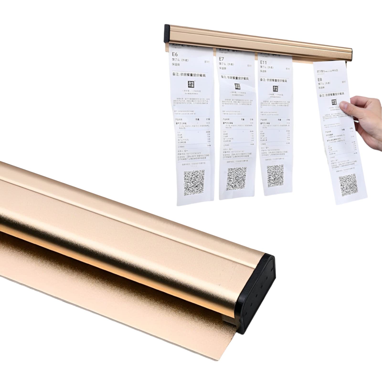 

heizi Зажим для заказов, Большой, 50 см, Держатель для чеков, Настенный, для коммерческого использования (50см, Золотой)