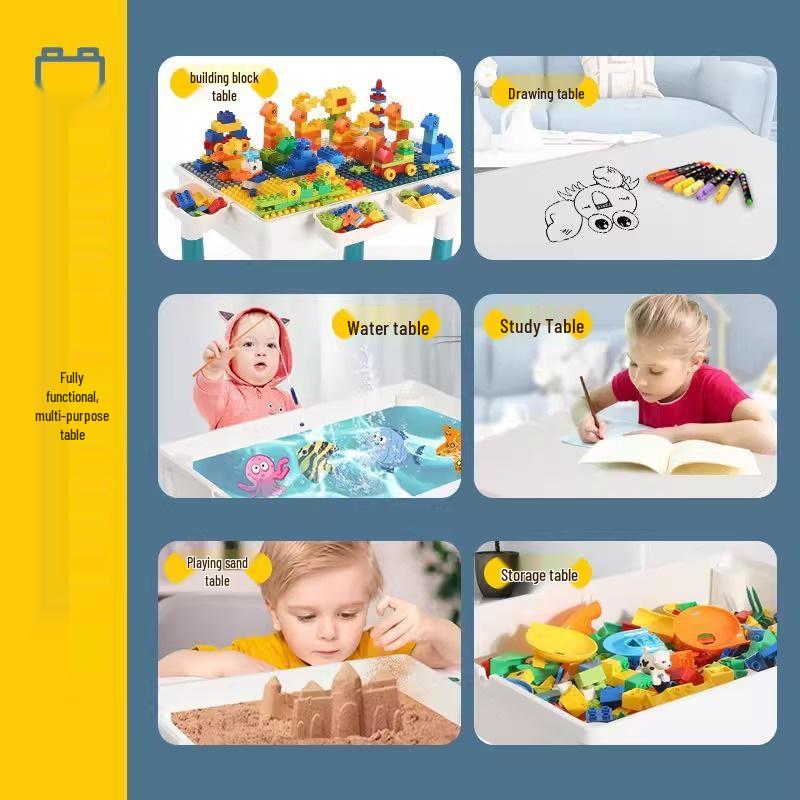 Multifunctional Large Particle Building Block Table for Kids: Educational Toy for Boys, Girls, and Babies