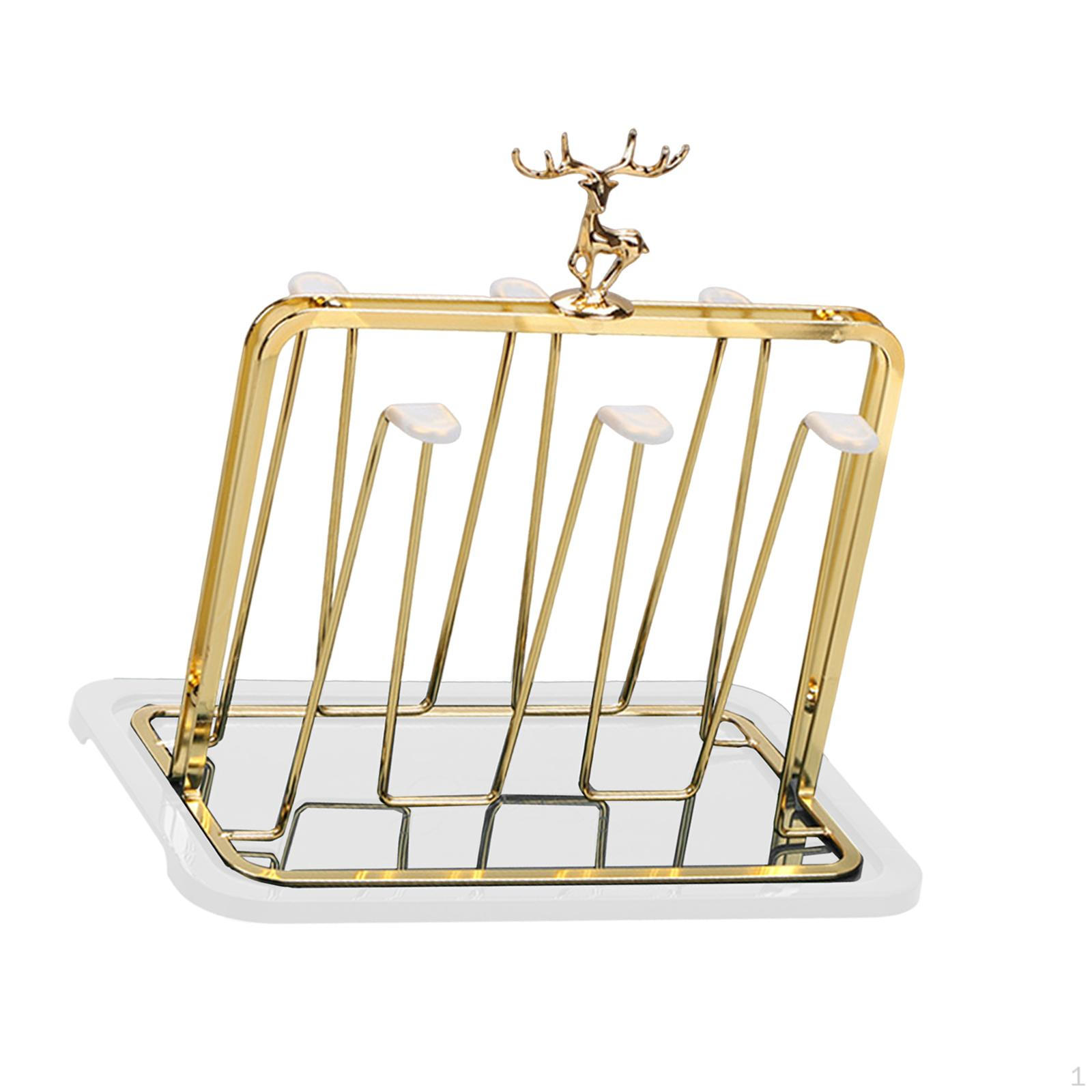 

Компактная, устойчивая и простая в использовании сушилка для чашек. Стеклянный органайзер с поддоном для капель для гостиной Gold White