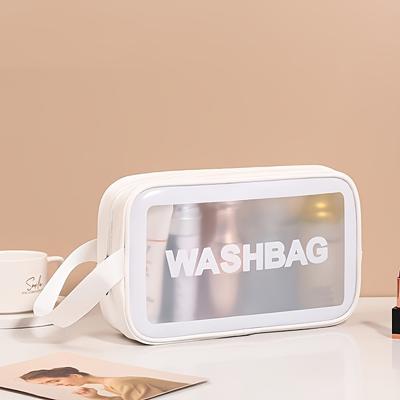 1pc Makeup Bag Transparent Portable Toiletry Organizer Zipper Closure Lightweight Travel Cosmetic Pouch Travel Cosmetic Bag