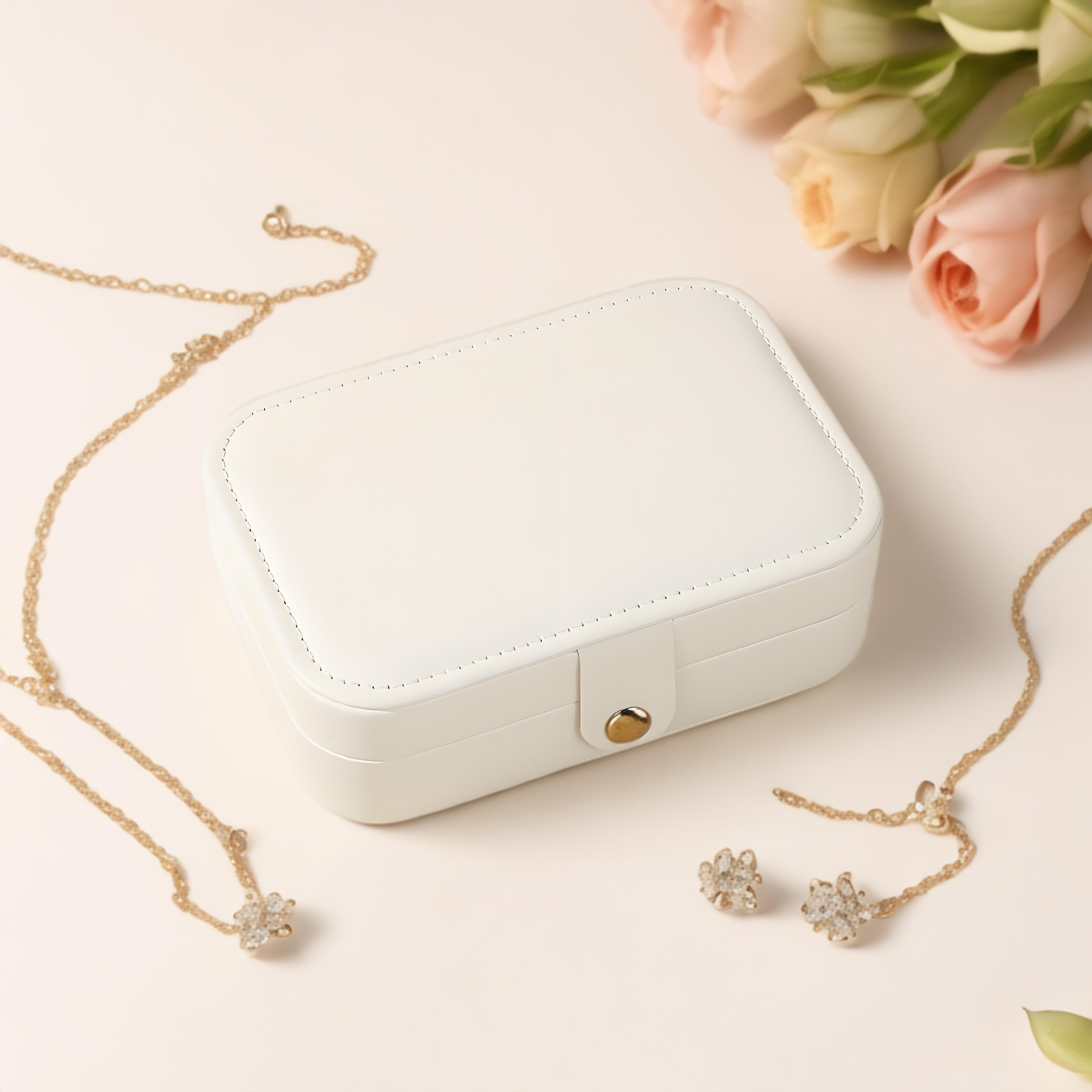 1pc Jewelry Storage Box, Large Capacity 2-layer Jewelry Box, Desktop Jewelry Storage Box with Lock LG-Q127 PU белый