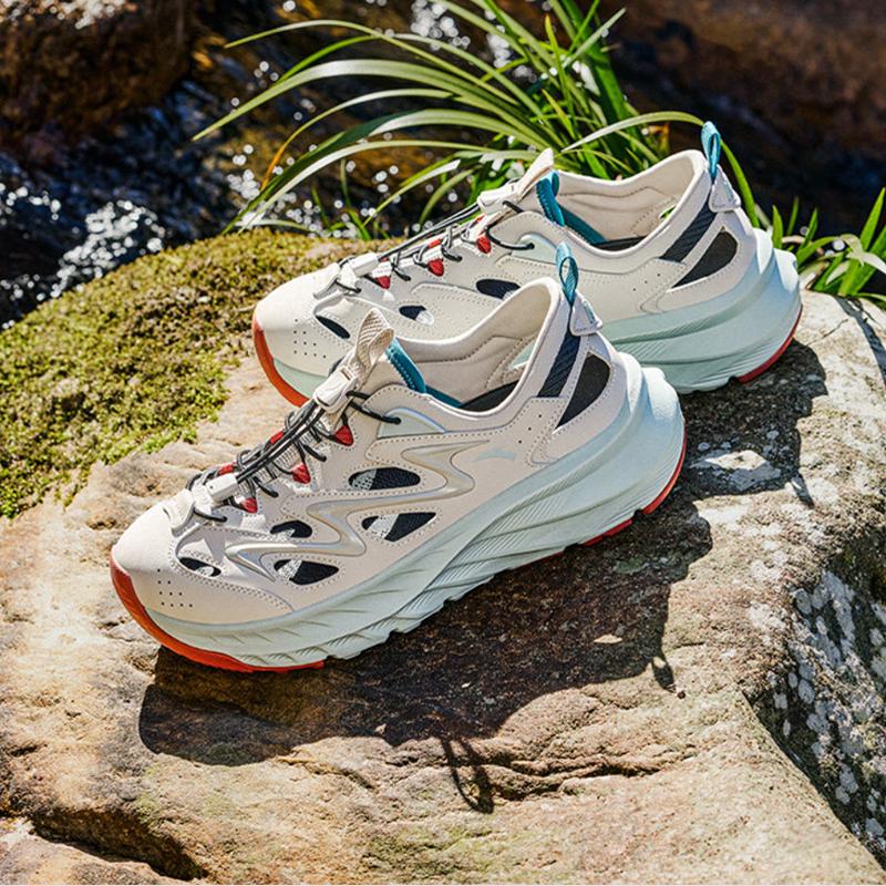 Anta Explore Comfortable Trendy Breathable Wear-Resistant Creek Shoes Men Shoes Gray Green 912528522-2