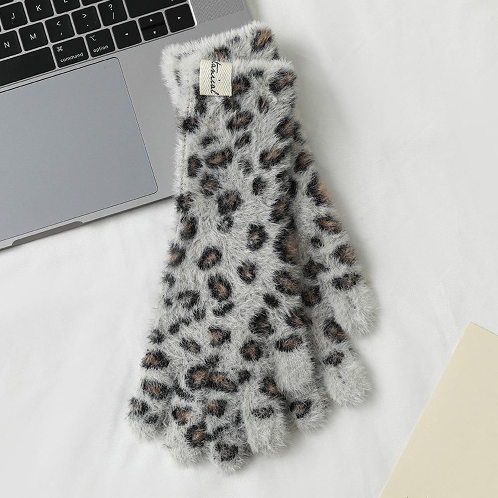 

Fashion Rabbit Winter Warm Gloves Touch Screen Knitted Warm Knit Mittens Soft Stretchy Arm Warmers Cold Weather серый
