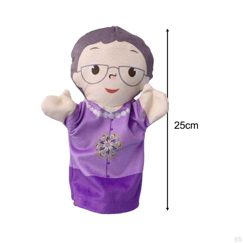 Family Hand Puppets Head Gloves Stuffed Animal Toy Role Play Model Figure Plush Pretend Toys for
