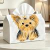 Cute Dog Doodle 1pc Tissue Box, Fit for All Car Models, Portable Travel Gift Tissue Holder for Cafes, Car Interior Decoration Gift, Dispenser Tissue