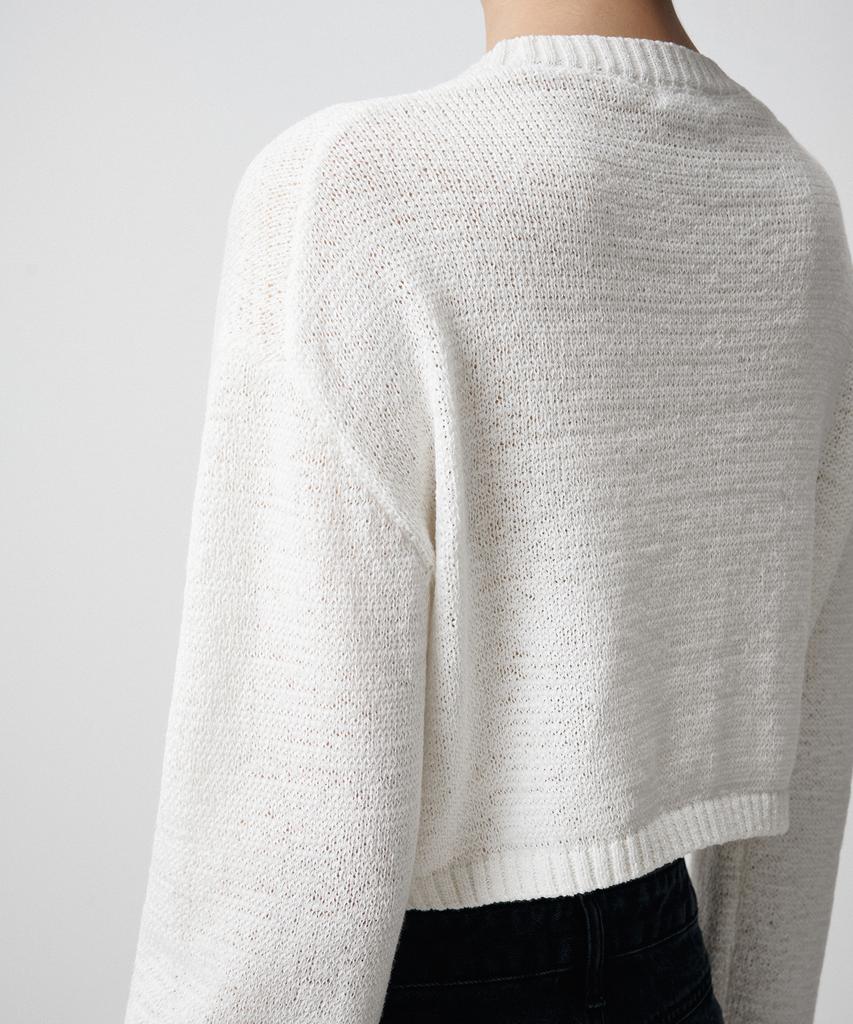 MUSINSA STANDARD WOMAN Women'S Flat Yarn Crop Knit [White]