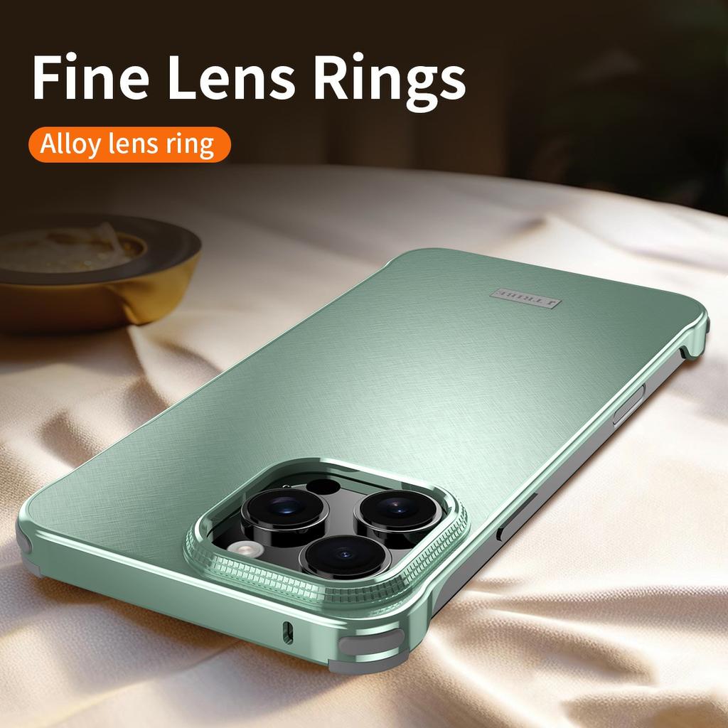 For iPhone 16 Pro Max Case PC+Silicone+Alloy Matte Phone Cover