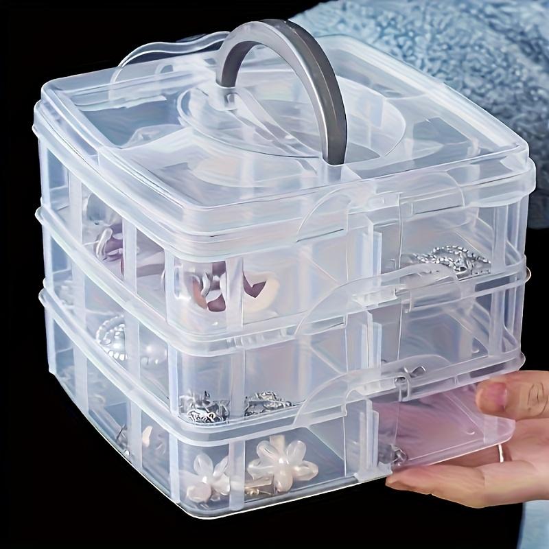 3-Tier Stackable Organizer Box with Compartments - Durable Plastic Storage for Kitchen, Bedroom, Jewelry & Crafts - Snap Design, Versatile Storage Box