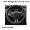 DIY Hand Sewing Car Steering Wheel Cover Suede Leather For Tesla Model S Model X
