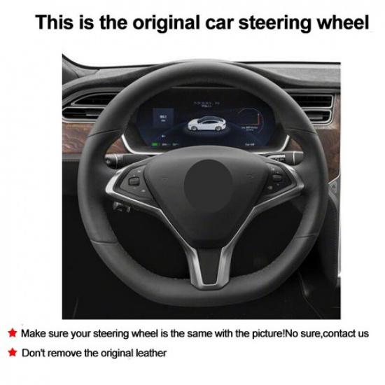 DIY Hand Sewing Car Steering Wheel Cover Suede Leather For Tesla Model S Model X