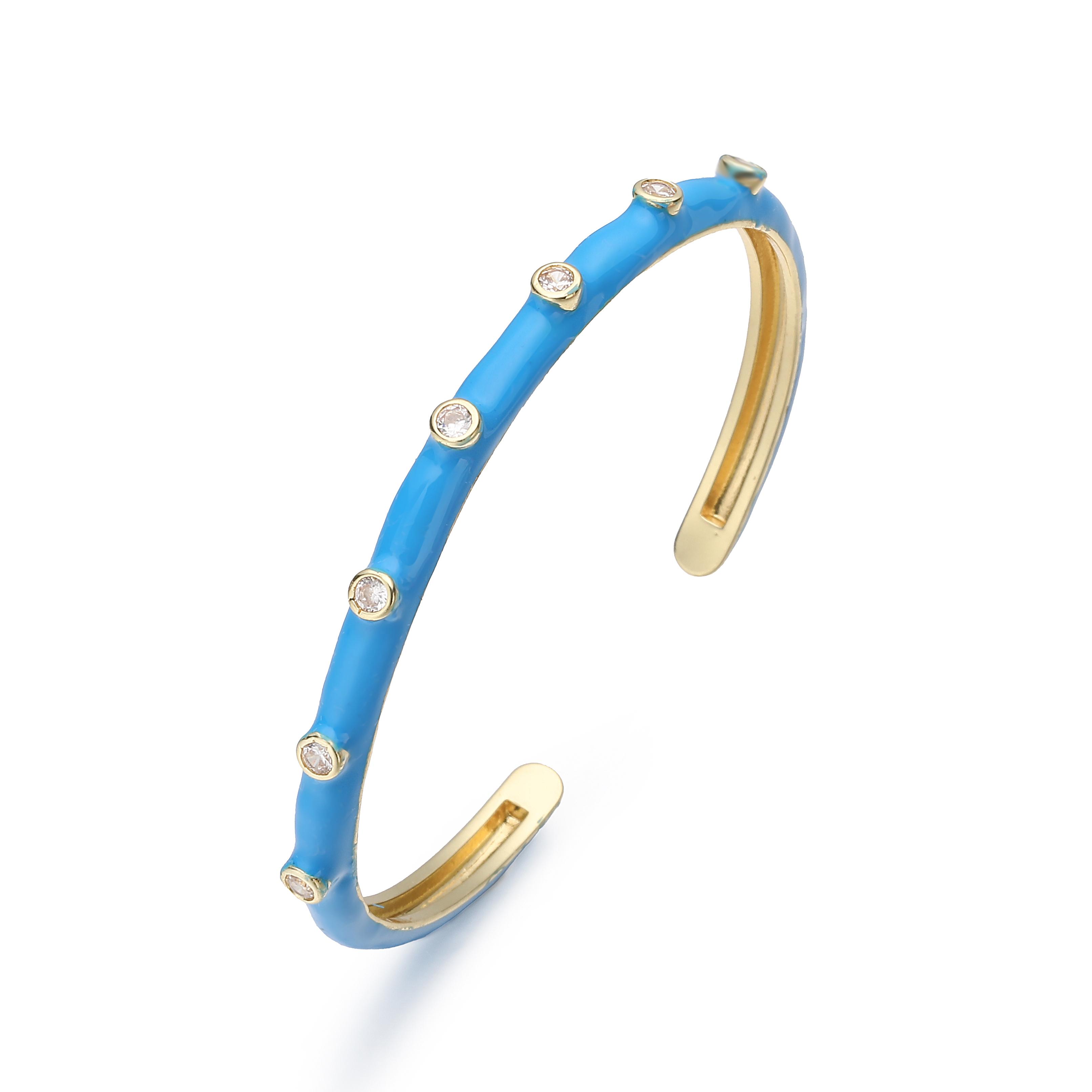 

HECHENG,Minimalist Enamel Eye Bracelet/Ring Set with Sparkling Cubic Zirconia Fashionable Ladies Jewellery 1 PC
