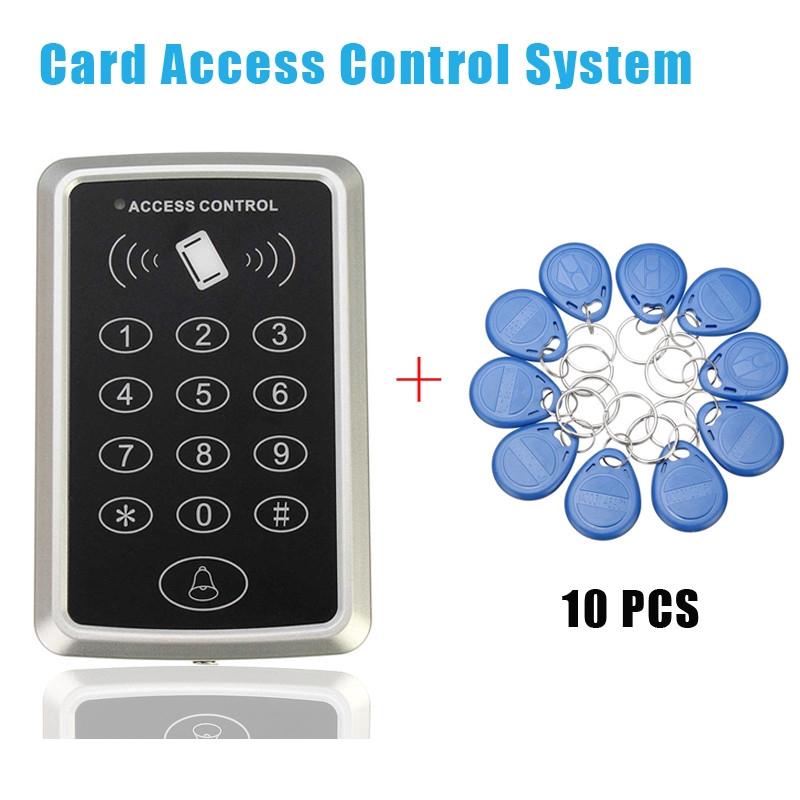 DC 12V 300KHz 10pcs Standalone Access Controller+EM RFID Access Control Keypad panel Card Reader Door Lock