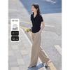 Women's Elegant Pleated Polo Top & Wide-Leg Pants Set