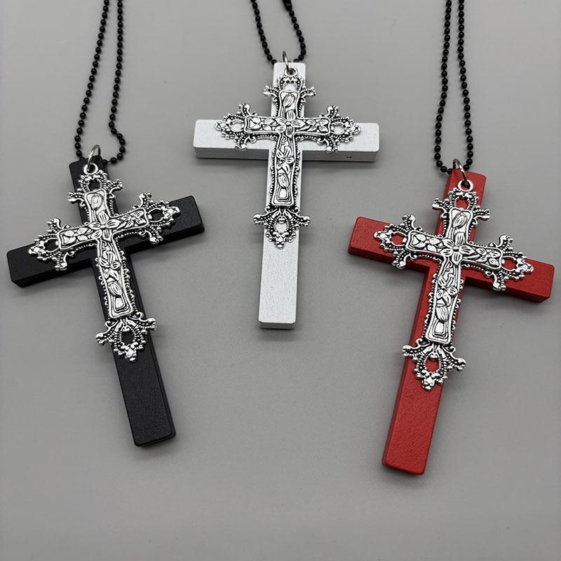 Large Cross Long Sweater Chain Dark Gothic Versatile Halloween Pendant Necklace