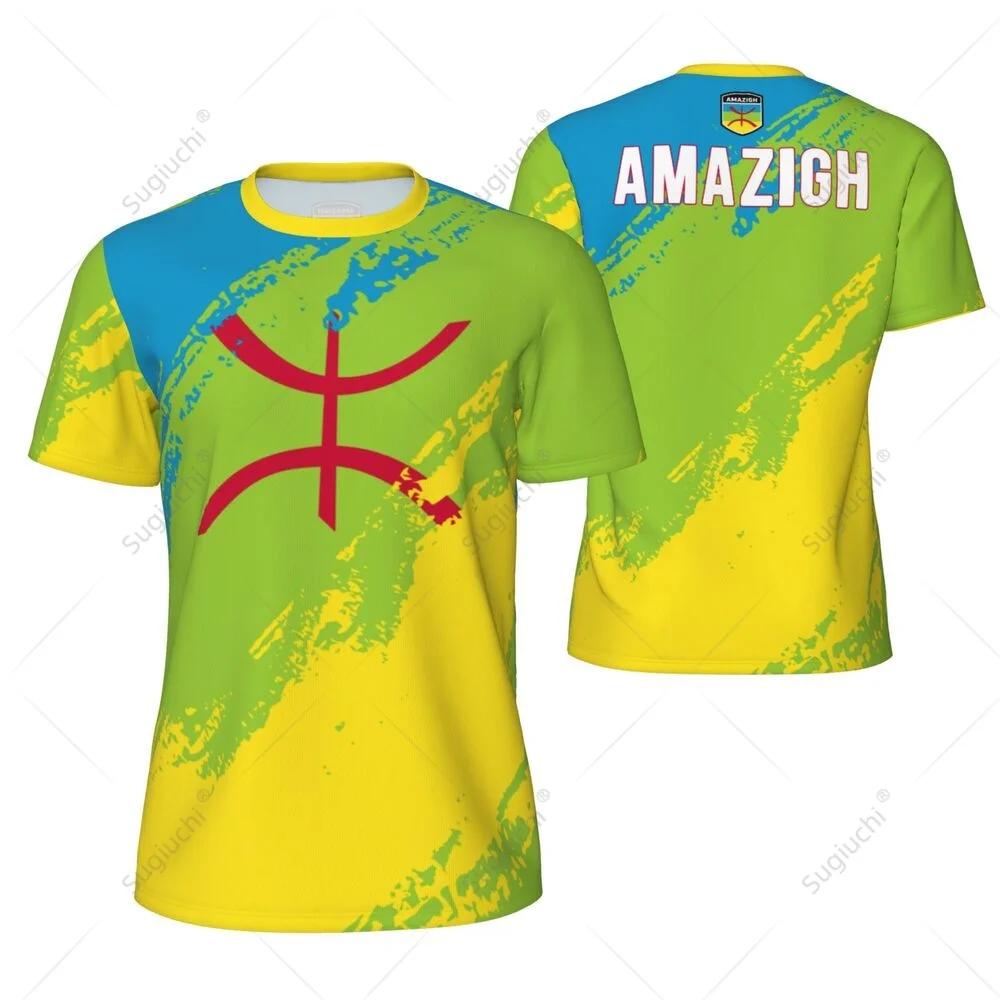 AMAZIGH Flagge 3D-Druck Sport Schnelltrocknend Atmungsaktiv Herren T-Shirt Outdoor Fußballtrikot Team Kurzarm Eltern-Kind Oberteil Kleidung