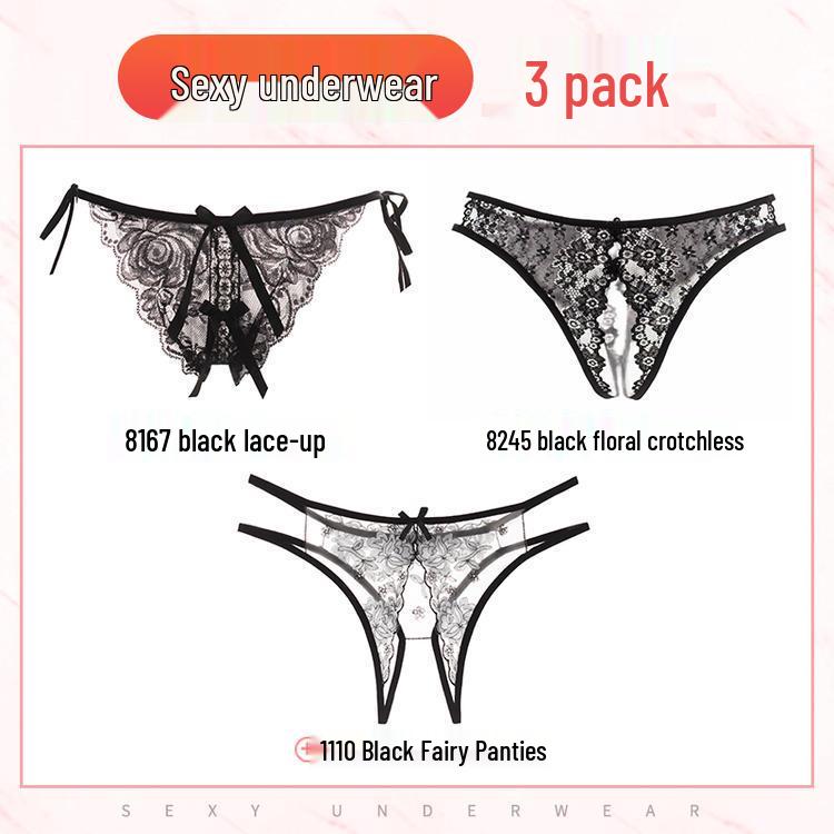 Seductive Japanese Lace Open Crotch Panties Set